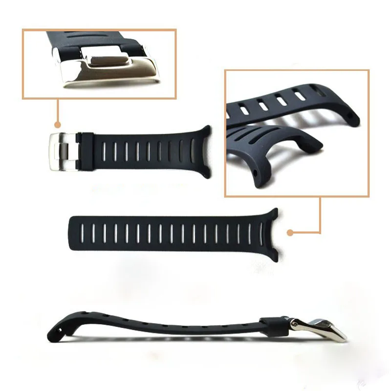 Ремешок силиконовый мягкий для SUUNTO T Series T1 T1C T3 T3C T3D T4C T4D|watch accessories|black strapwatch strap