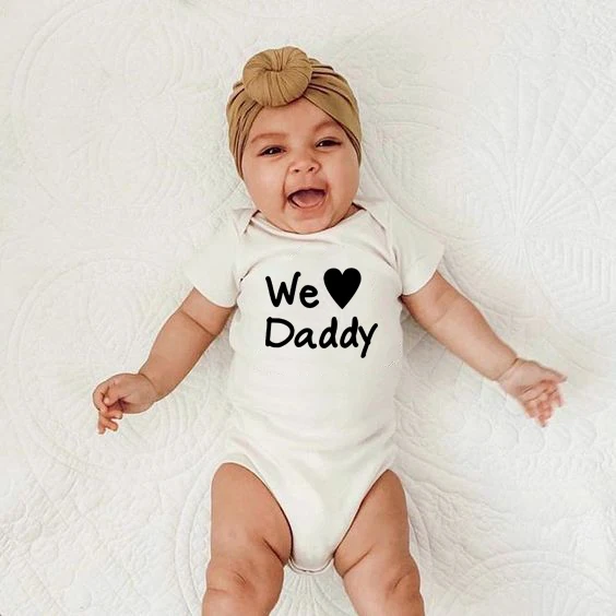 

We Love Daddy Baby Bodysuit Infant Jumpsuit Overall Short Sleeve Body Suits Summer Playsuit Soft Coverall