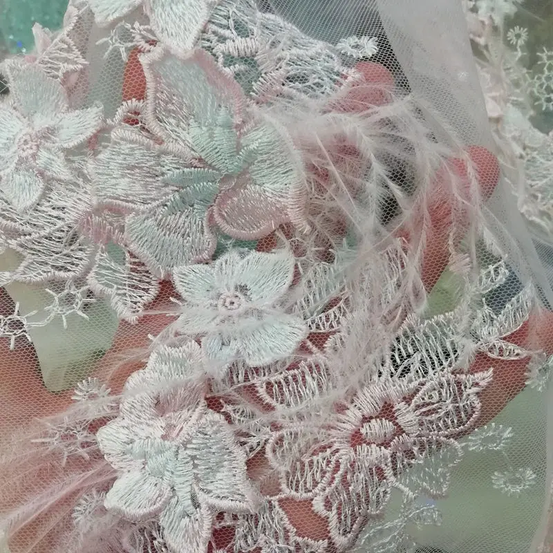 Модные дизайнерские африканские ткани шнурка/перо вышитые сетки Тюль