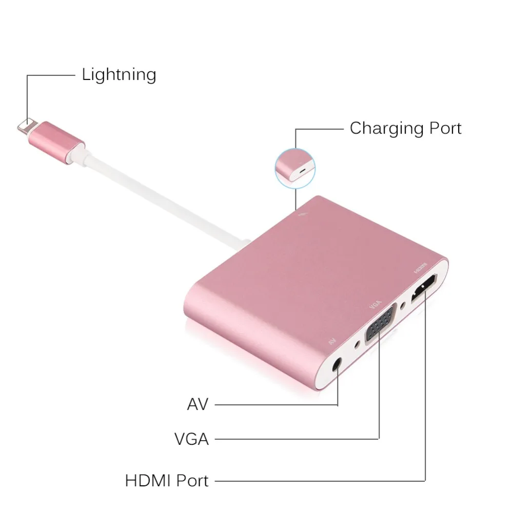 4 в 1 цифровой аудио видео HDTV конвертер для Lightning в HDMI VGA AV адаптер для IPhone Xs X XR 8 7 6plus для IPad Air/mini/pro