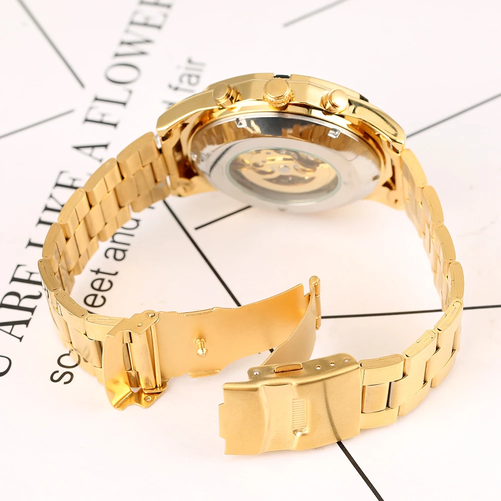 Часы мужские механические с автоподзаводом арабскими цифрами и стальным