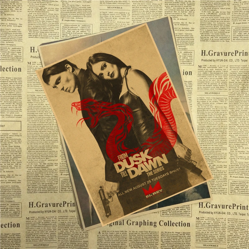 С заката до рассвета серия core Robot Rodriguez Винтажный Фильм плакат из крафт бумаги