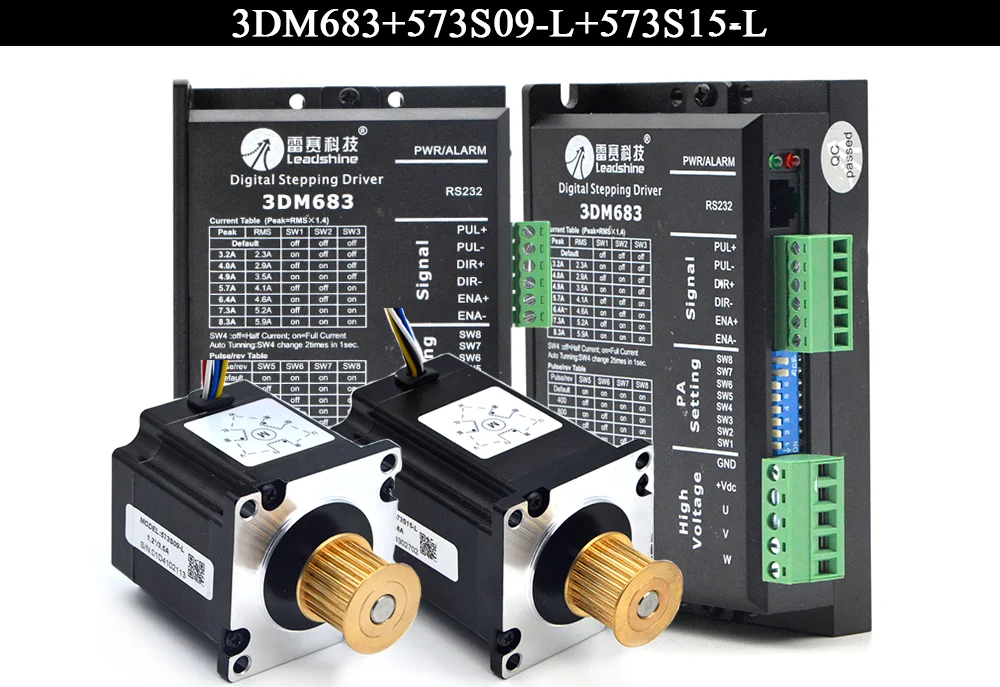 Leadshine 3 фазный шаговый драйвер 3DM683 2 шт.+ двигатель 573S09-L 1 шт. крутящий момент 0.9N.M+ двигатель 573S15-L 1 шт. крутящий момент 1.3N.M