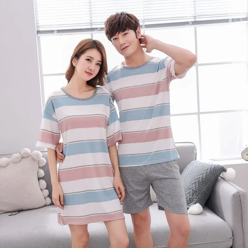 Young Lovers пижамы женские NihgtDress с короткими рукавами летняя Пижама свободные мужские тонкие стильные парные пижамы комплект пижамы топ+ брюки
