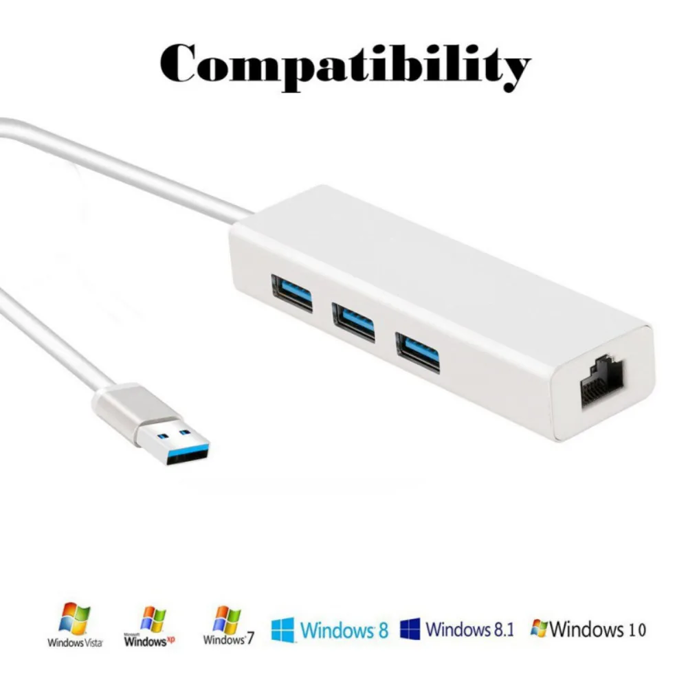 USB Ethernet с 3 портами usb-хаб 2,0 RJ45 Lan сетевая карта USB в Ethernet адаптер для Mac iOS Android PC RTL8152 USB 2,0 концентратор