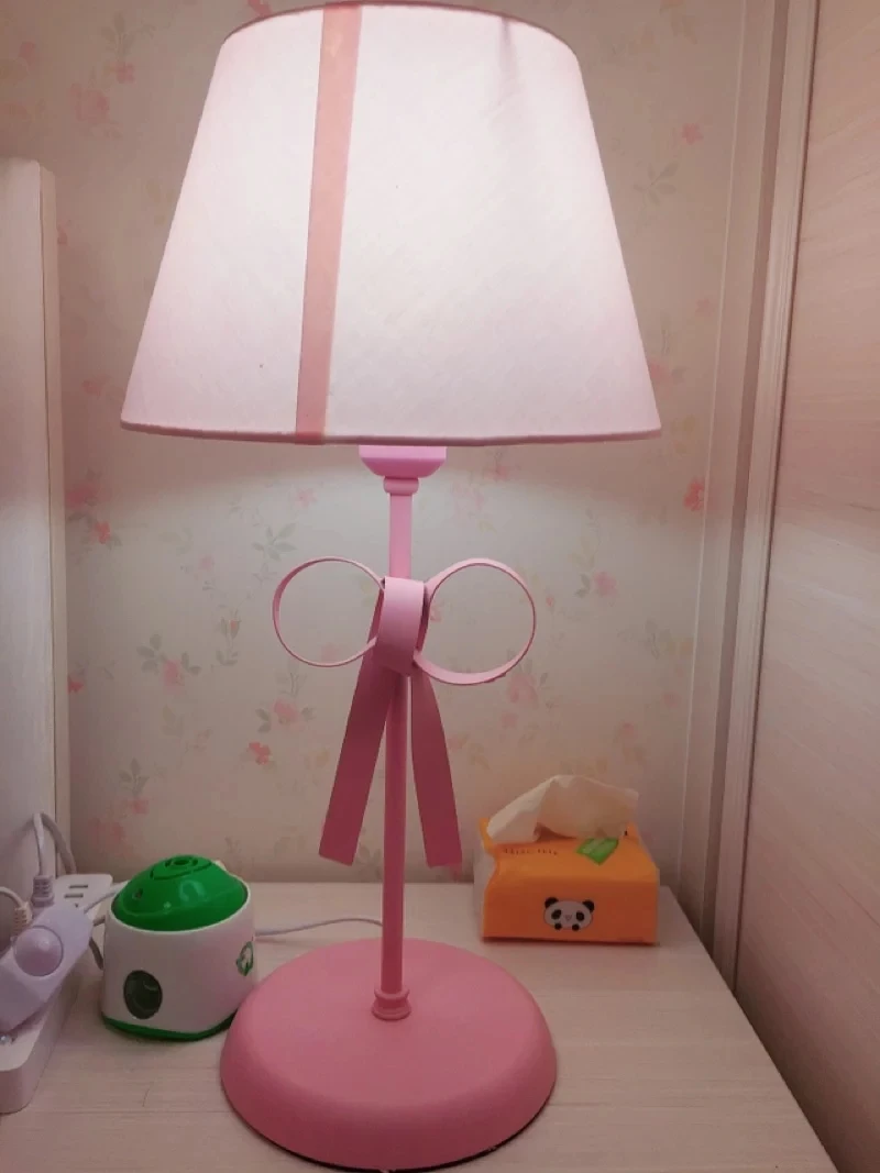 Bow-knot Table Light LED Desk Lamp Fabric Lampshade Lights for Children's Room Princess Bedroom Bedside Lamps Luminaire