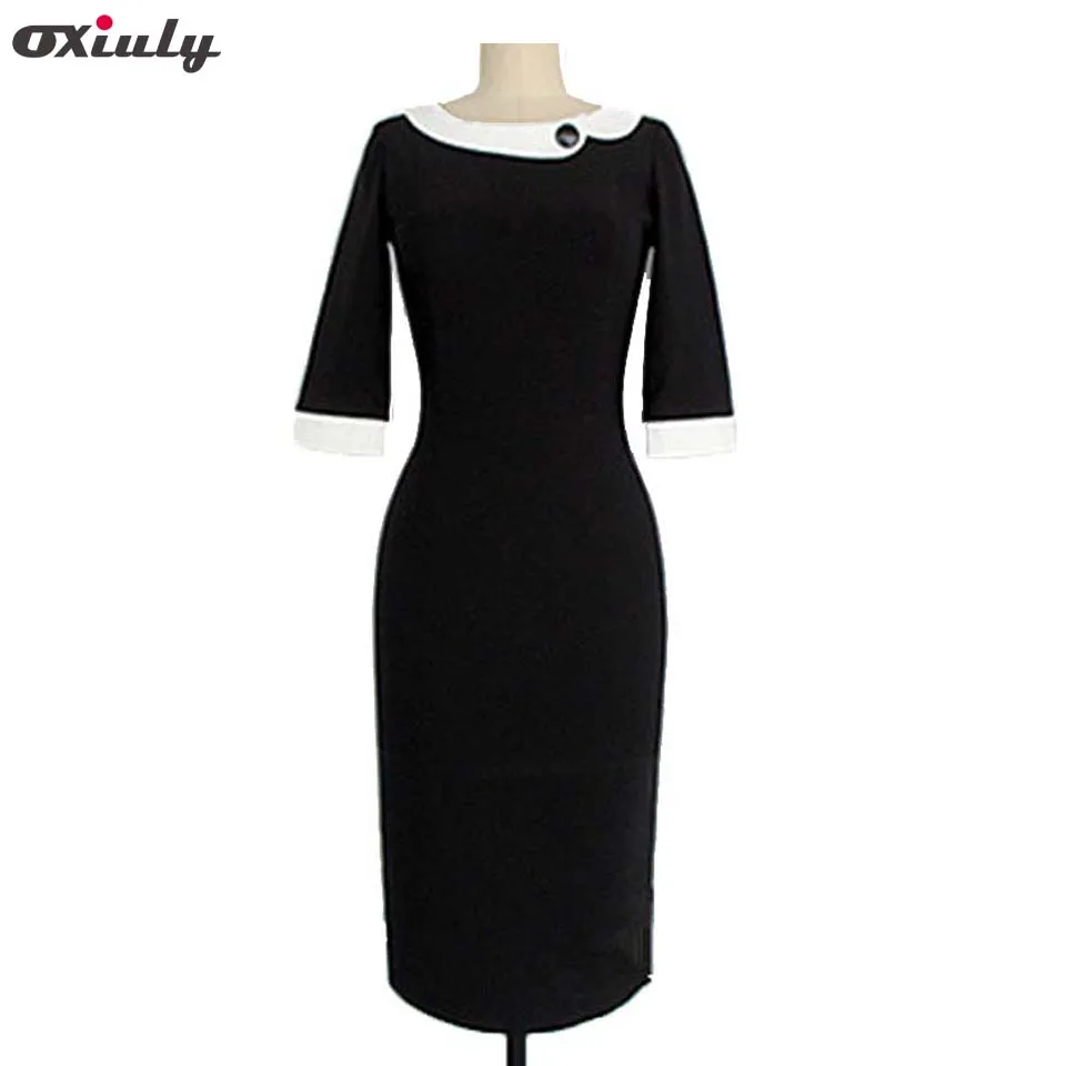 Oxiuly Прямая поставка Новинка 2017 года Топ Мода Женщины Pinup рокабилли Colorblock Bodycon