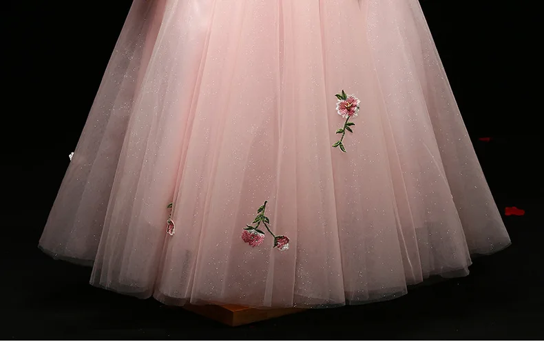 Caustom/Розовое Кружевное праздничное платье с длинными рукавами и цветочным