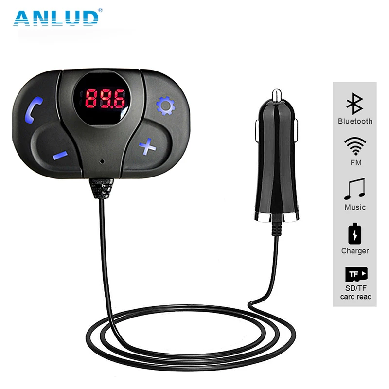 ANLUD FM передатчик Bluetooth автомобильный комплект громкой связи Вызов TF карта Mp3
