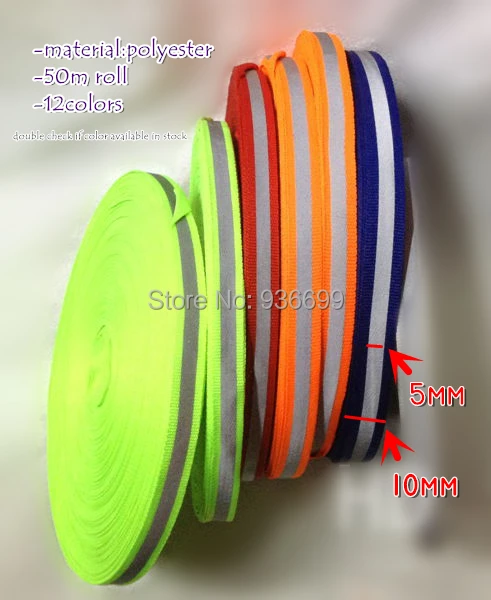 

Светоотражающая тканая тесьма 3/8 дюйма, товары для безопасности, аксессуары для шитья своими руками, 12 цветов, 50 м в упаковке, шнурок для головы, свинцовый шнур, поводок