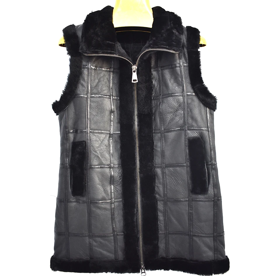 2021leather grass sheepskin lady vest casual fashion warm winter autumn street style pretty woman