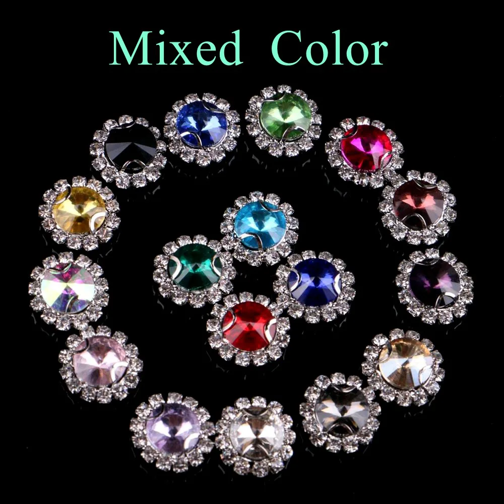 Mixed Color Обведено Стразы! Спутниковый Форма Стекло Стразы с когтями пришить с украшением в виде кристаллов СТРАЗА под камень алмаз металлическое основание 10 шт./упак - Цвет: Mixed Color