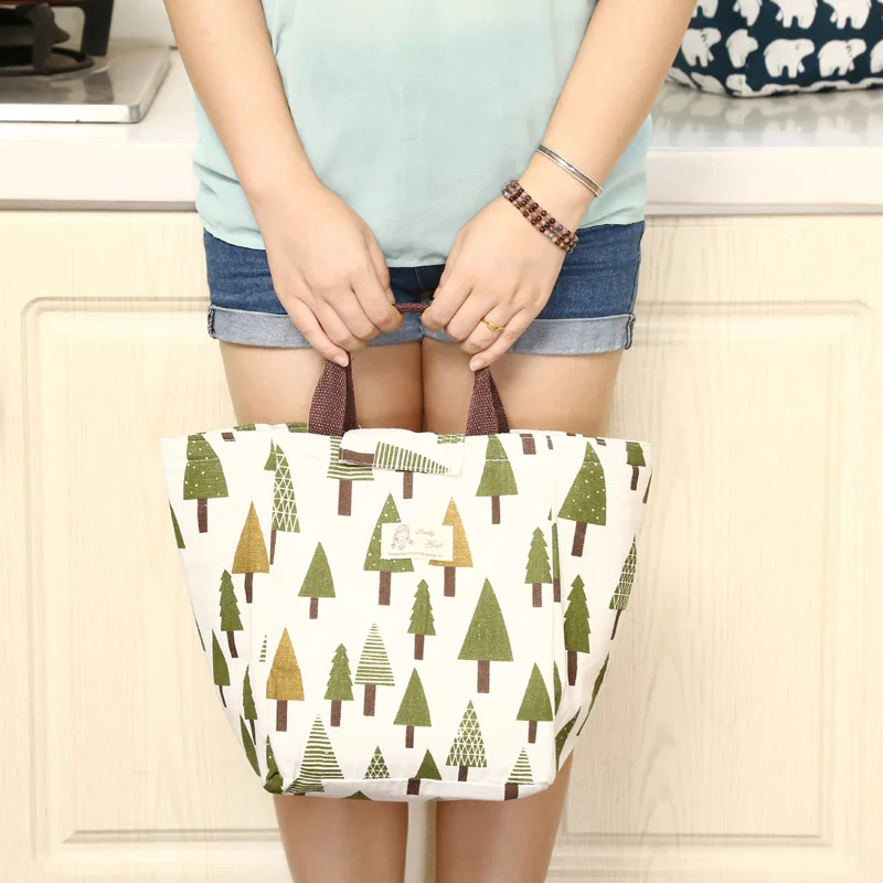 ETya Модная Портативная Изолированная Холщовая Сумка для ланча Термосумка еды