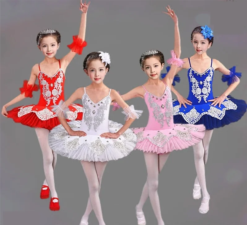Новинка 2018, балерины для девочек, детский костюм с блестками, белое Лебединое озеро, платье-пачка для танцев, балетная одежда для детей, платье для балета
