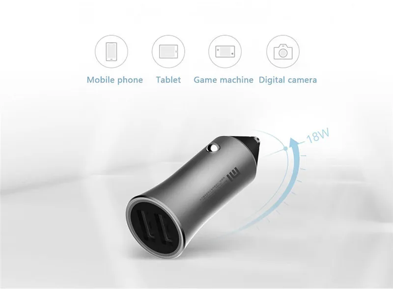 Оригинальный двойной USB Автомобильное зарядное устройство Xiaomi 18 Вт Быстрая