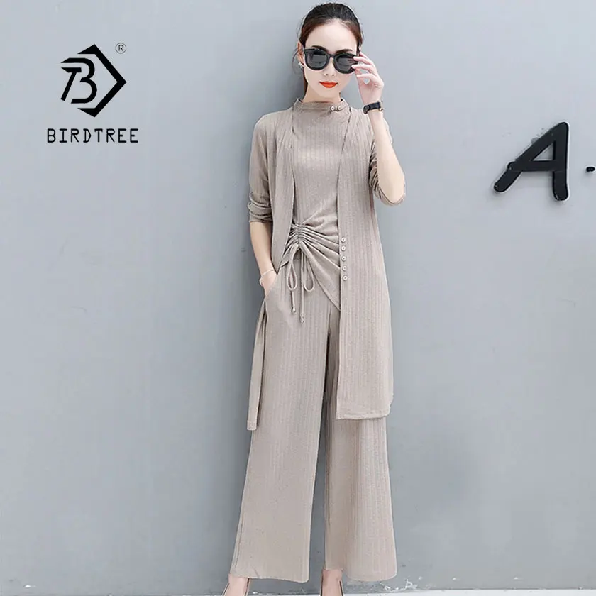 Женский комплект из 3 предметов на весну однотонный жилет без рукавов со