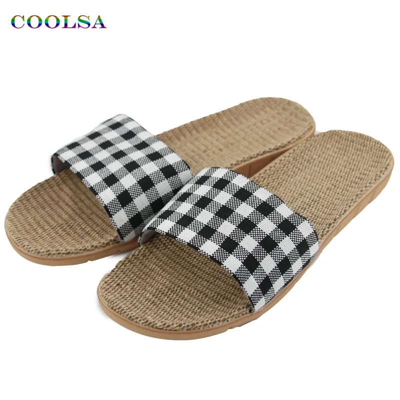 VOTODA/Новые Летние льняные женские тапочки Тканевые Нескользящие Шлепанцы из ЭВА