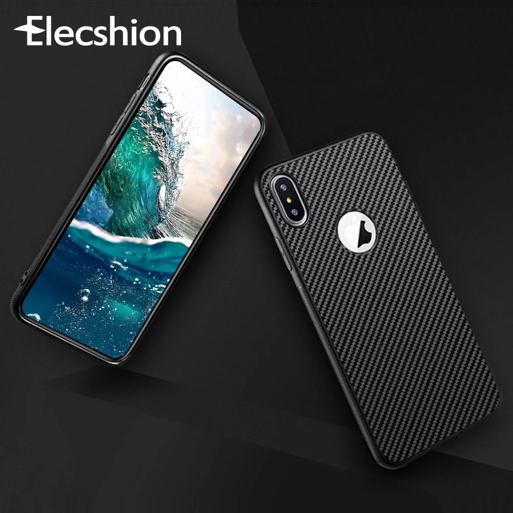Чехол из углеродного волокна для iPhone 7 XR Xs Max X мягкий чехол ТПУ 8 Plus 6 s деловой
