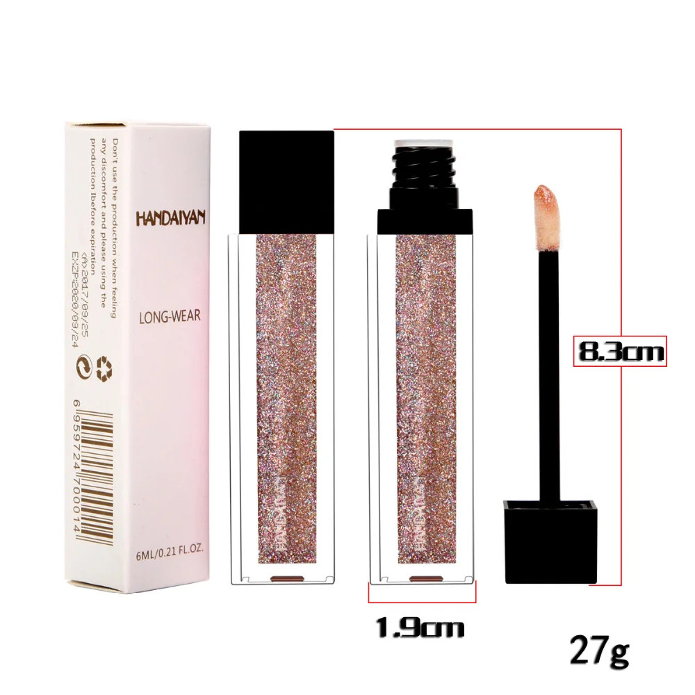 HANDAIYAN макияж губ Shimmer сияющий блеск для пигменты Longwear увлажняющий Алмазный Блеск