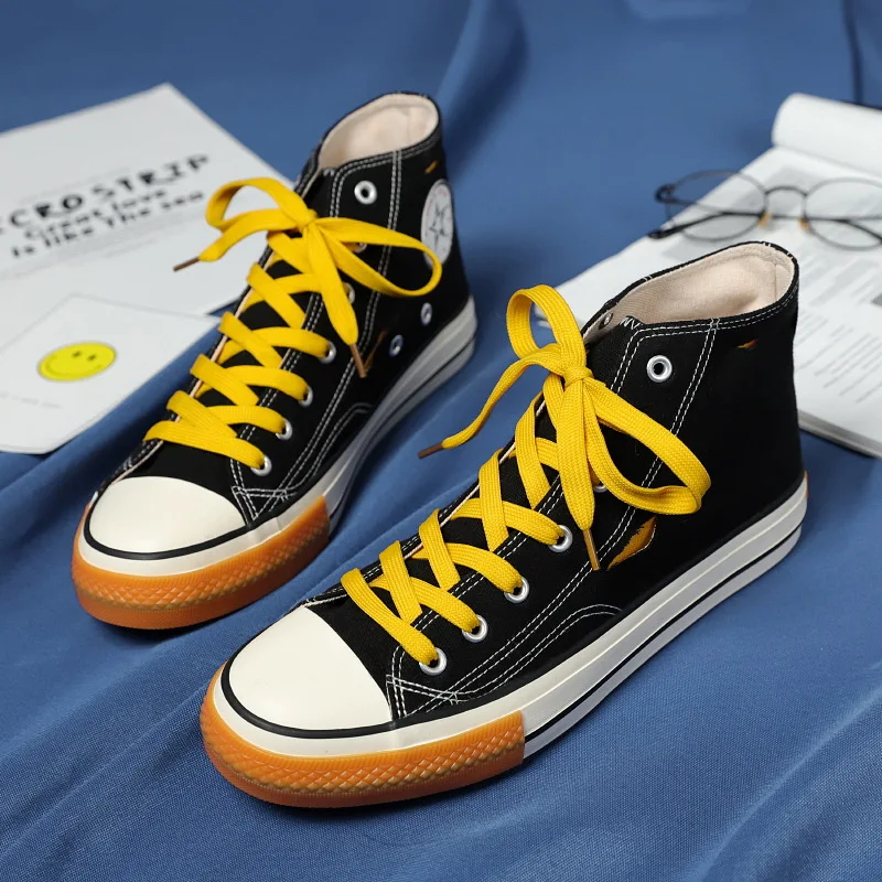 Высокие однотонные парусиновые туфли мужская повседневная обувь для студентов