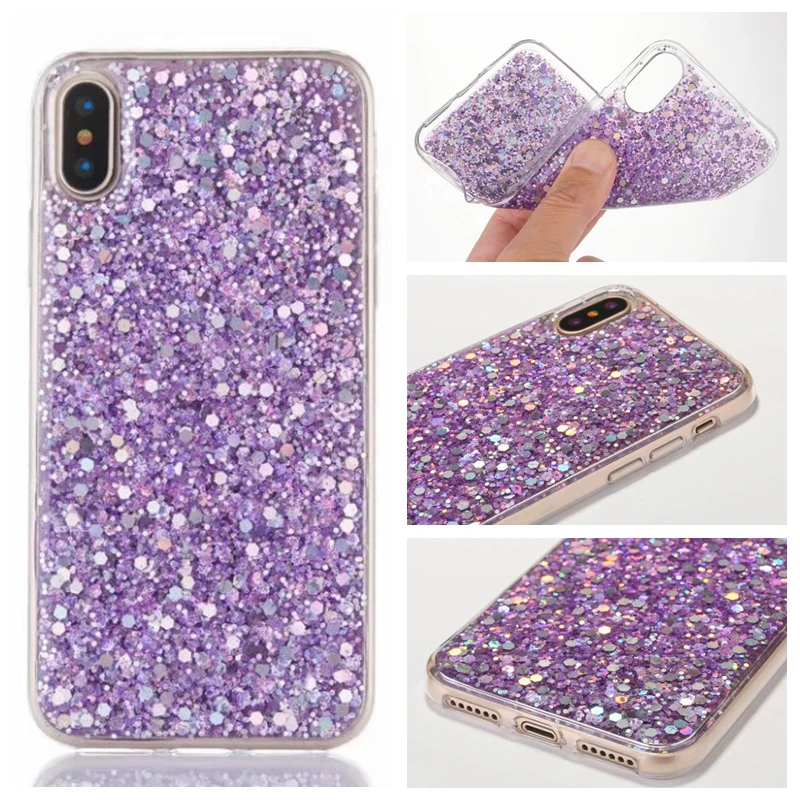 Sequin Beads Bling Glitter Soft TPU Case For Iphone X 8 7 6 6S Plus Galaxy Note S8 Flake Sparkle Leaves Cover 150PCS |