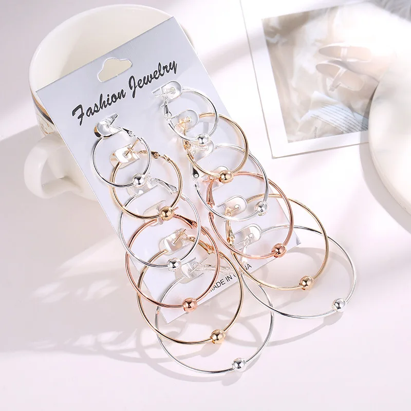 Женские серьги в стиле хип хоп 6 пар|Серьги-кольца| |