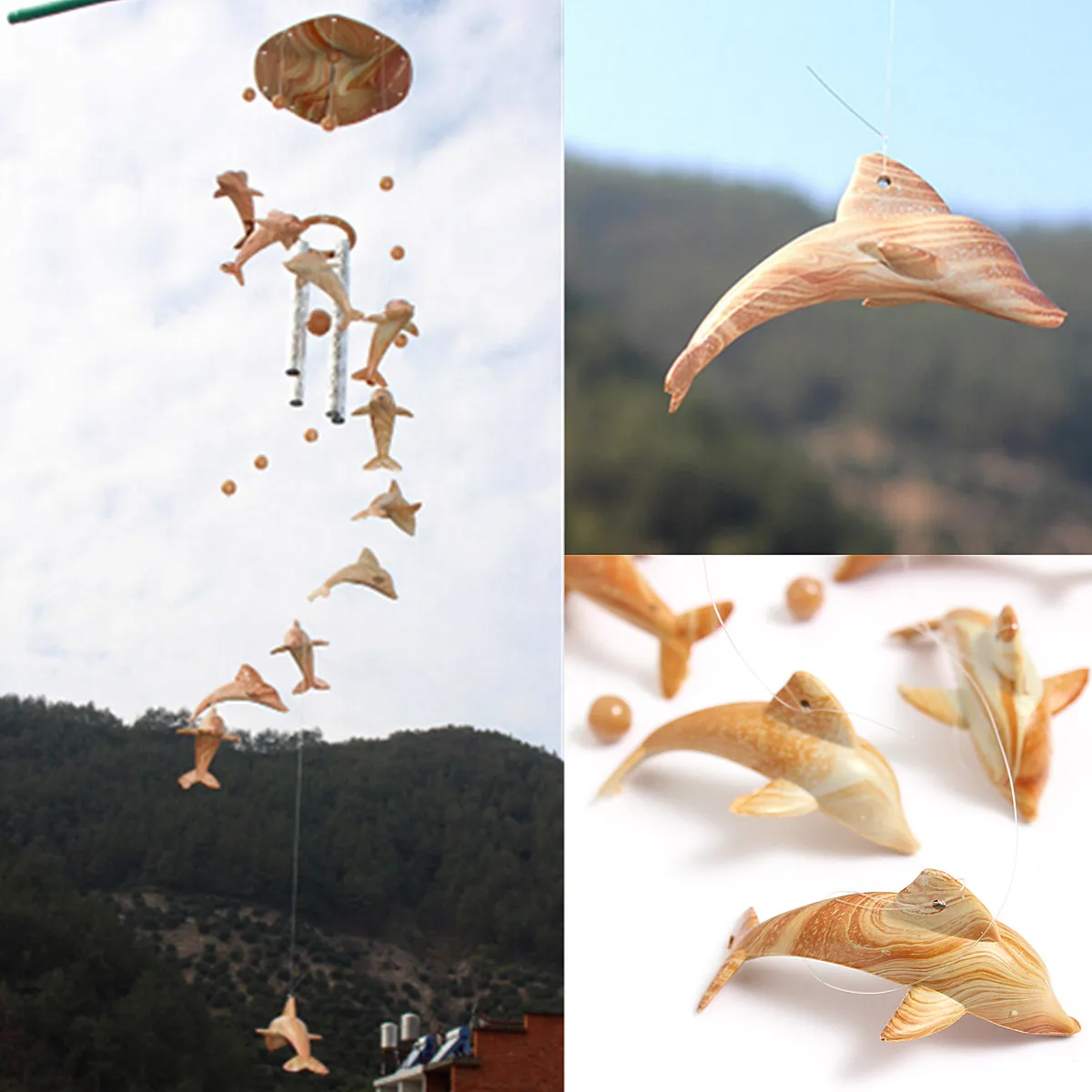 Деревянный дельфин ветровой Колокольчик Колокольчики крыльцо окно на веранду