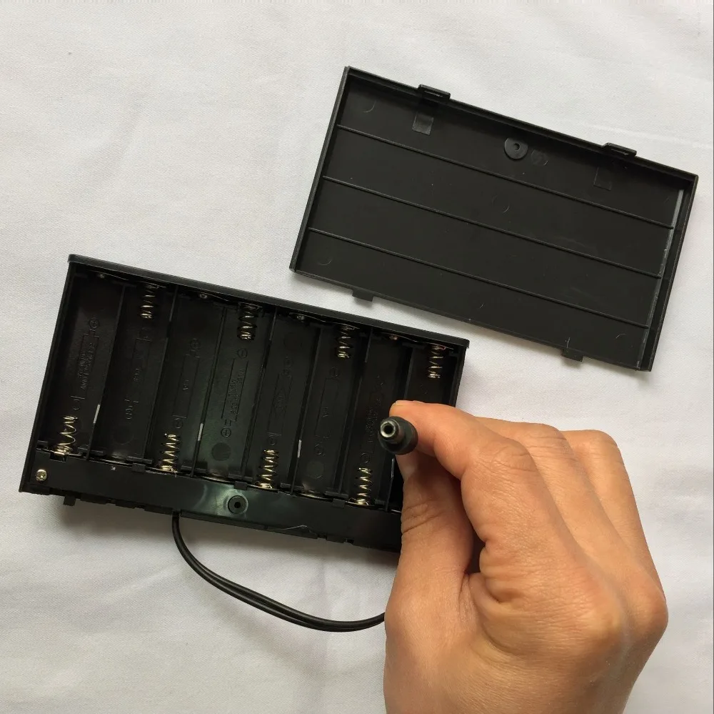 1 5 шт./лот В 8x100 в AA пластик Батарея Держатель с DC5.5x2.1mm разъем 12 вольт батарея
