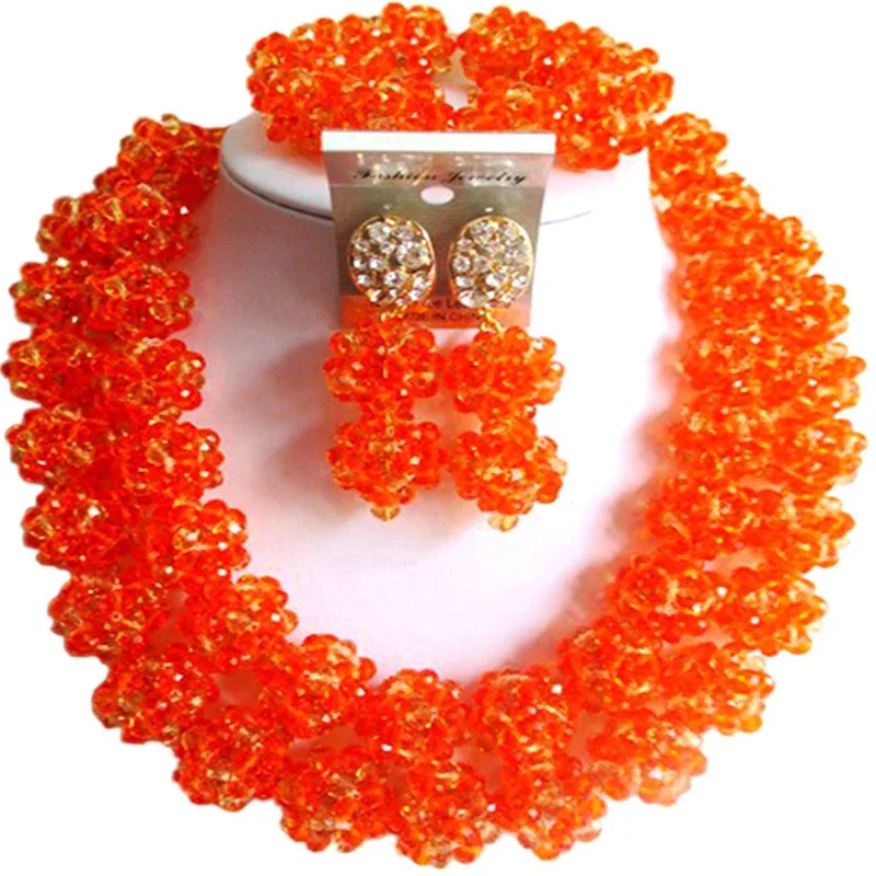 Матовый желтый прозрачная золотистая цвета шампань нигерийские женские свадебные комплекты ювелирных изделий для 2C-SJHQ-26 - Окраска металла: orange