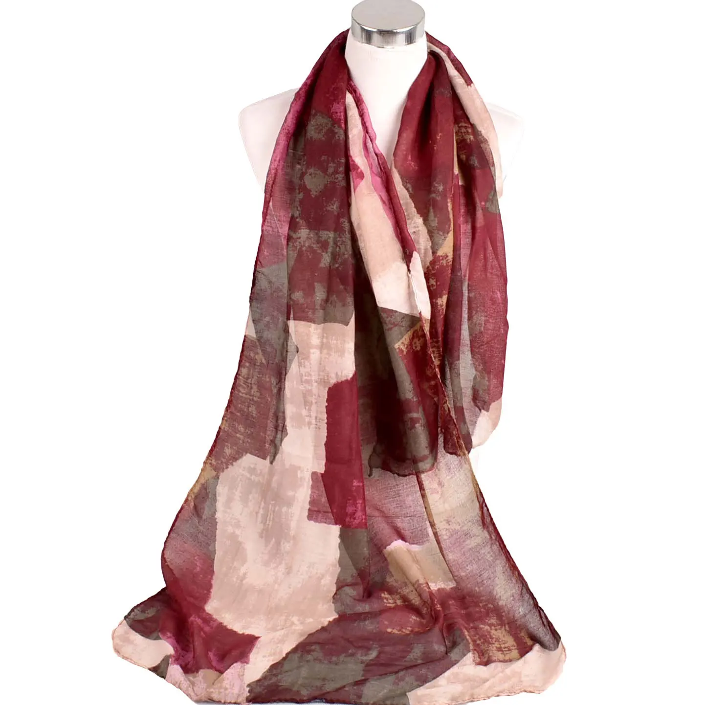 Женский зимний шарф из хлопка и льна Тонкие шарфы с цветочным узором винтажная