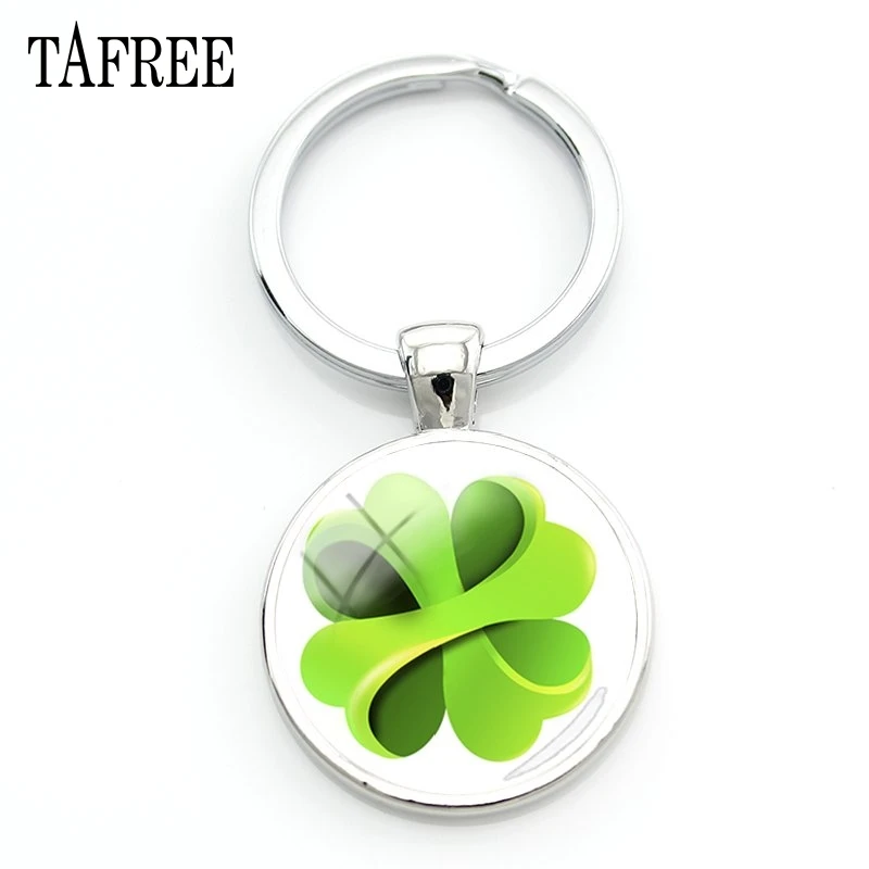 QF347 TAFREE Lucky Clover круглый брелок красивый дизайн четырехлистный клевер брелок стекло элегантное ювелирное изделие для подарка QF335 - Цвет: QF347