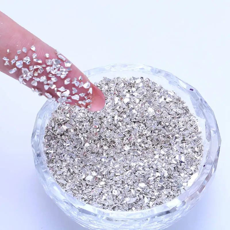 Silver 1 коробка сломанные драгоценные камни для ногтей смешанные стеклянные стразы 3D драгоценные камни для ногтей художественные Стразы 15 цветов 2 г/кор - Цвет: Silver