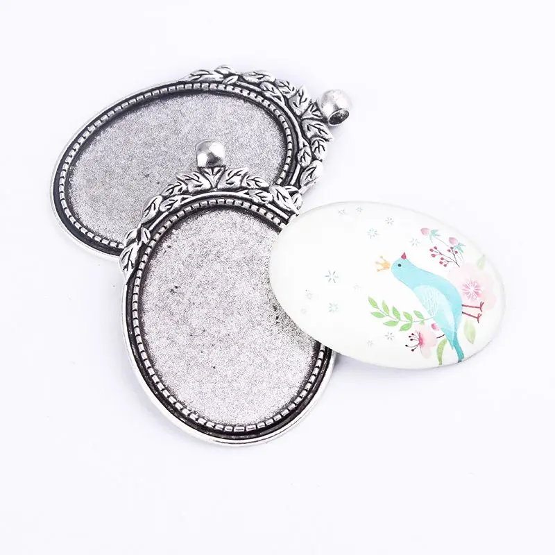 1 шт./лот серебряная филигранная камео кабошоновая основа подвесной поддон 32*60 5