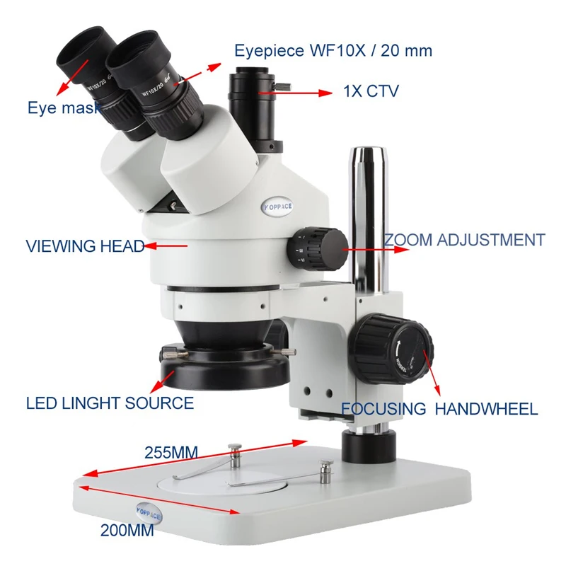 3.5X-90X Education Biological Research Trinocular Micro Scope Dissecting Zoom Stereo Microscope with 144-LED Light 1X 0.5XCTV |