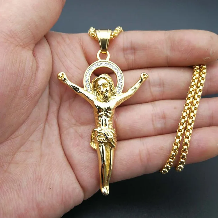 Распятие INRI стереоскопический дизайн ожерелье золото/розовое золото/черный цвет