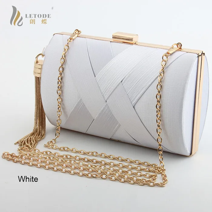 white Модные женские сумки, кошелек, клатч, вечерняя сумочка, роскошные сумки для банкета, свадьбы, вечерние сумки через плечо, сумочка с кисточками - Цвет: white