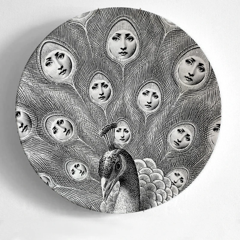22 10-дюймовая шпилька для Fornasetti таблички для дома украшения Рождественские украшения для ужина пластина декоративная настенная посуда черный, белый цвет настенные тарелки - Цвет: 22