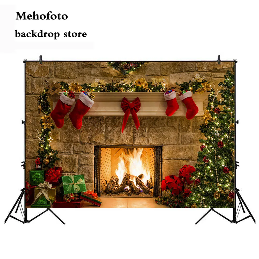 Mehofoto 7x5ft Рождественские фоны для фотосъемки детей Рождество Камин украшение фон