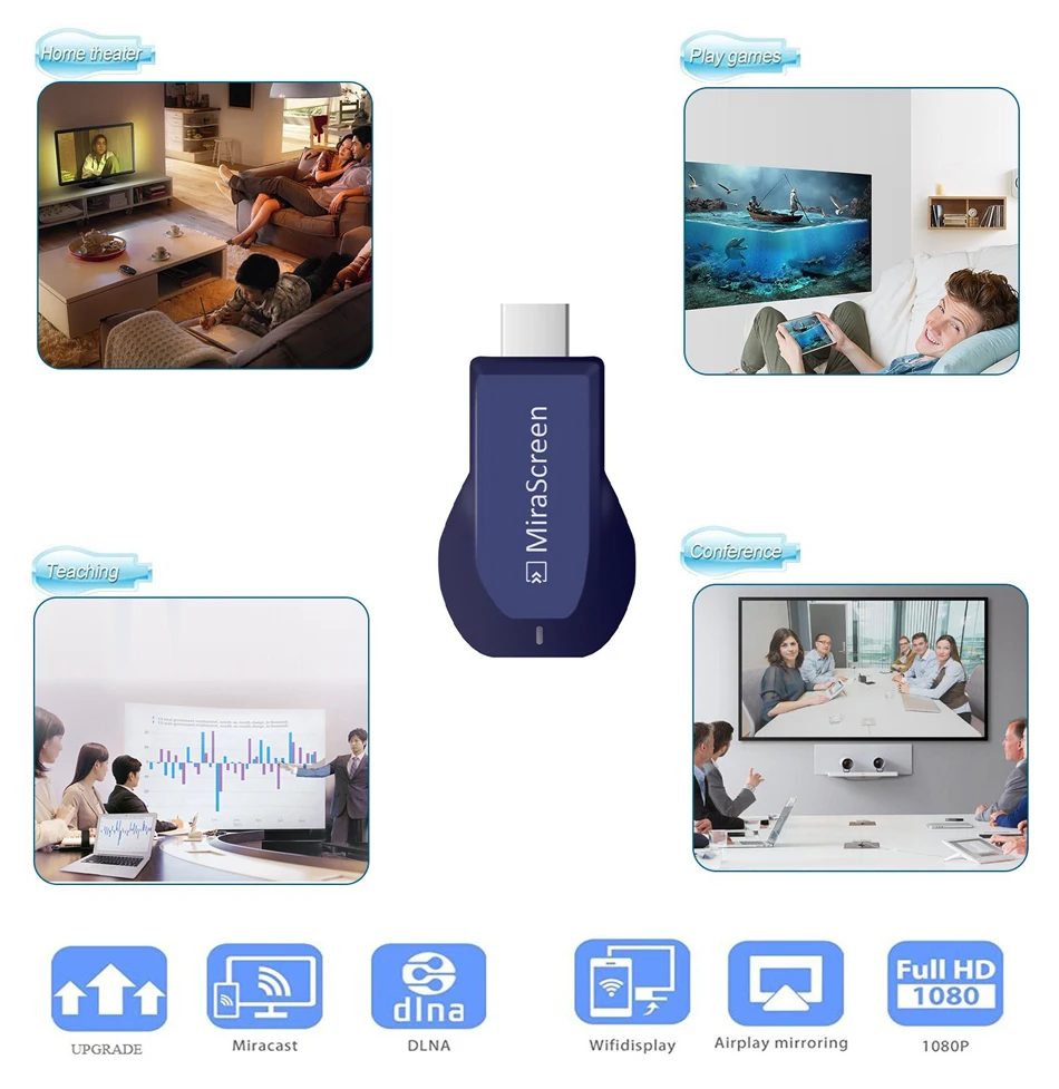 Hessy MiraScreen беспроводной HDMI OTA tv Stick Смарт ТВ ключ HD беспроводной приемник DLNA AirPlay Miracast Chromecast 2 для телефона тв