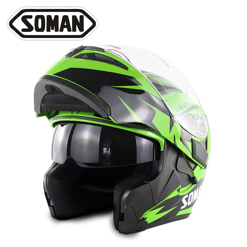 Новое прибытие точка утверждения Soman 955 SkyEye Улица мотоцикл двойные линзы шлемы