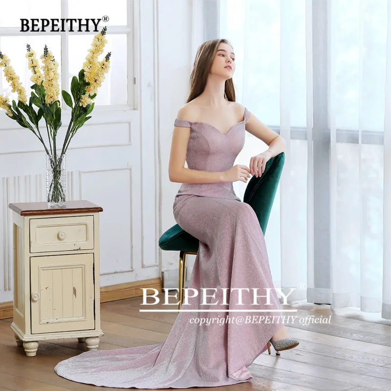 BEPEITHY Русалка с открытыми плечами Длинные Выпускные платья Vestido De Festa винтажное