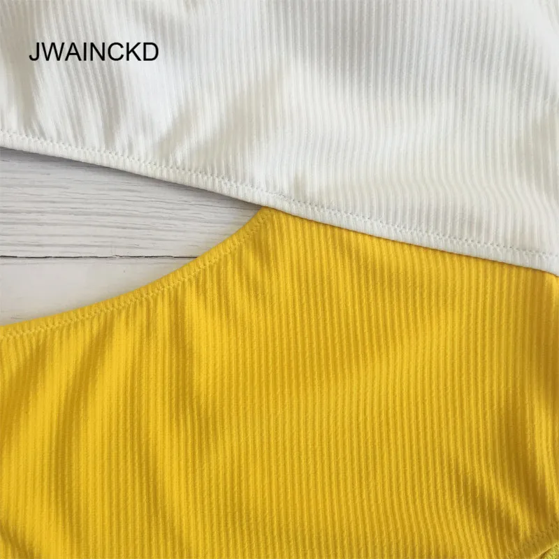 JWAINCKD 2019 сексуальное бикини на одно плечо купальник с высокой талией комплект пуш