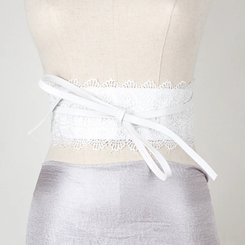 Хит 2019 модный черно-белый женский широкий корсет пояс на талии кружево из