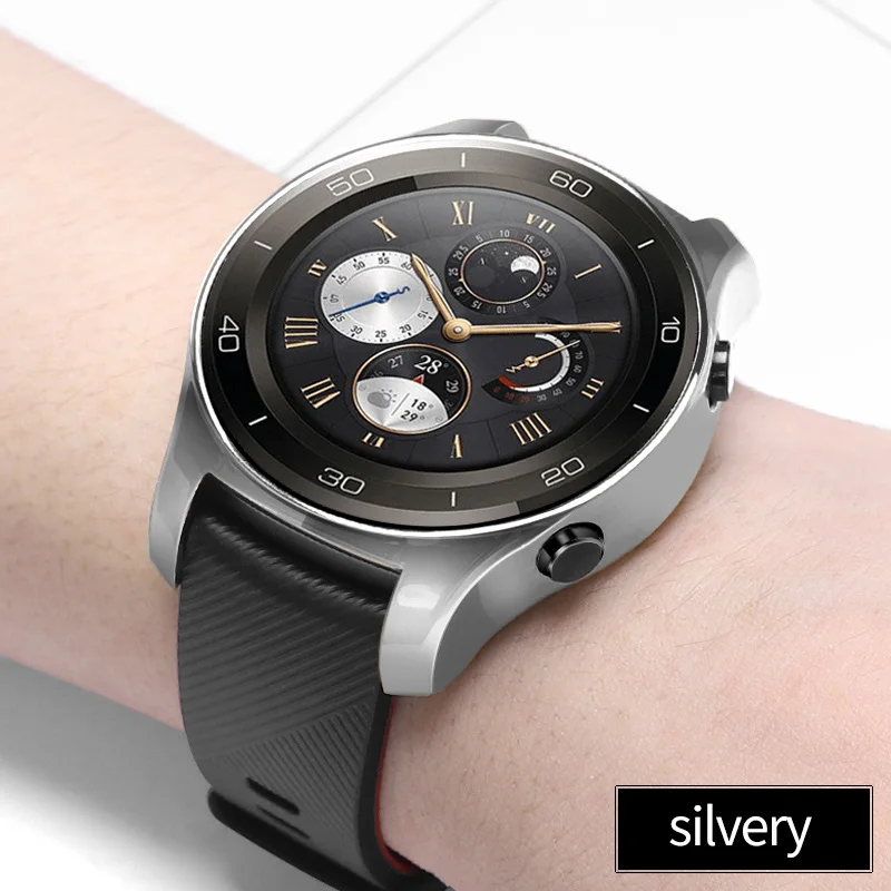SILVER ТПУ корпус часов для Huawei Watch 2 Pro Защитное покрытие Бампер Броня Рамка с покрытием Доказательство удара Устойчив к царапинам Смотреть 2 Pro чехол - Цвет: SILVER