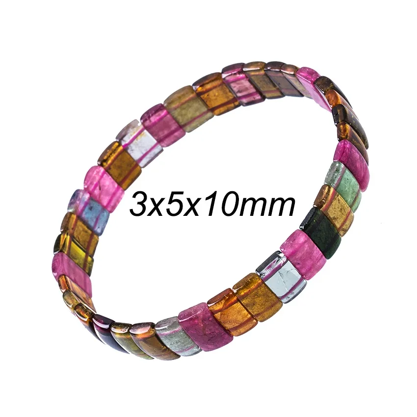 3x5x10mm Натуральный турмалин браслет для Для женщин 3x5x10 мм разноцветный натуральный камень бусы, браслет Для женщин способствуют чувства пара Браслеты - Цвет камня: 3x5x10mm
