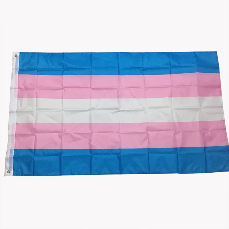Гордость Новый флаг транссексуалов 5ft * 3 ft 100% полиэстер 2 пряжки гей Флаг ЛГБТ - Фото №1