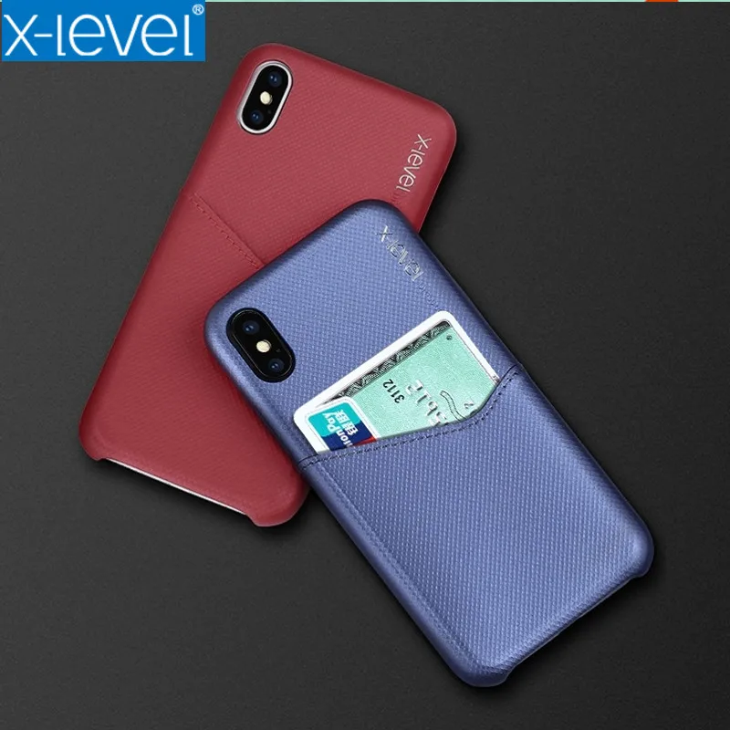 X-Level роскошный с отделением для визитки телефонные чехлы iPhone 7X6 8 жесткая задняя