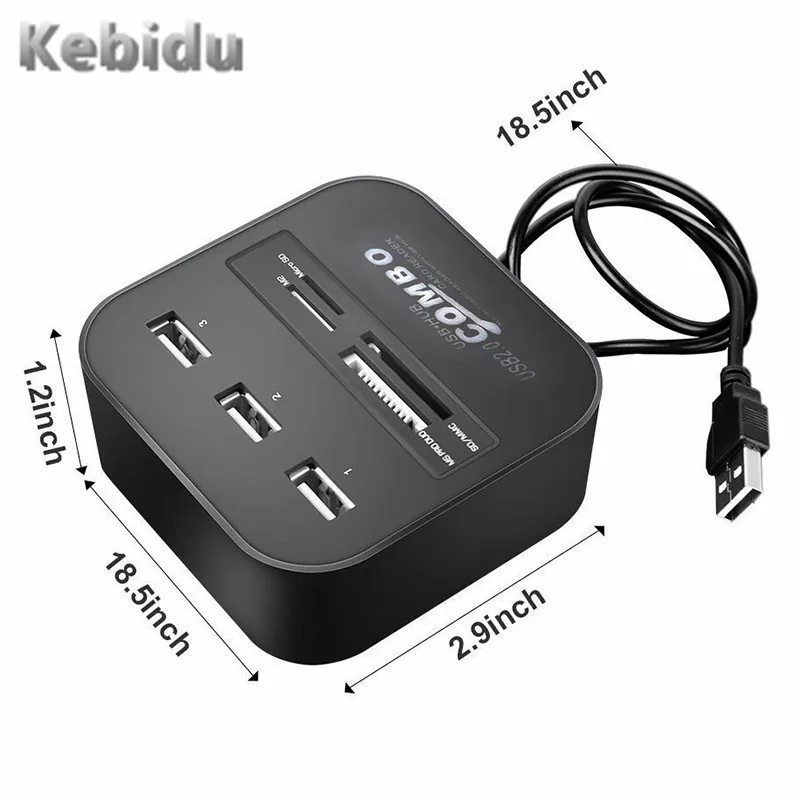 3 порта usb концентратор 2 0 все в одном USB сплиттер адаптер с микро мульти кардридер