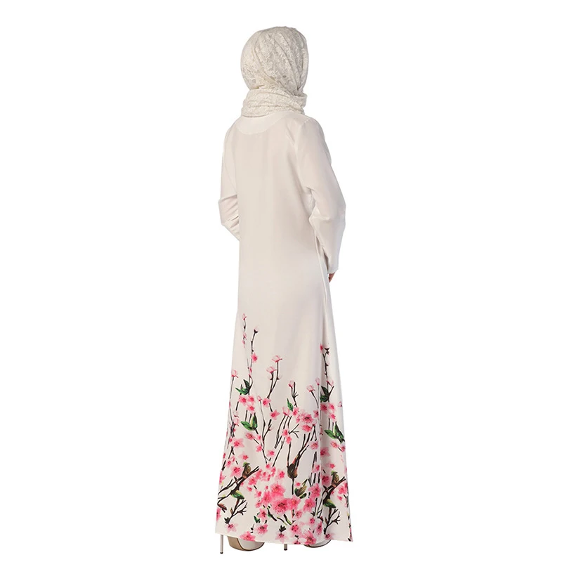 Uninice/с цветочным принтом abayas для Для женщин Изящные длинные мусульманское платье