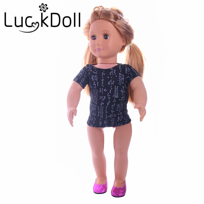 Черная футболка с математическим принтом LUCKDOLL размер 18 дюймов американский 43 см